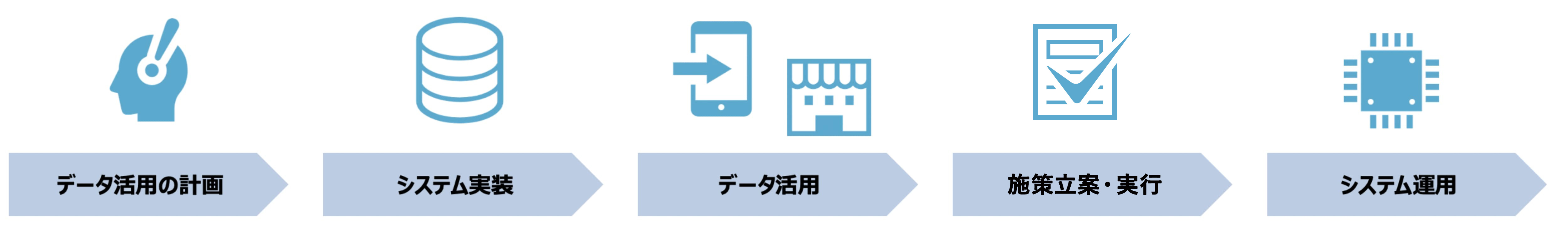 データ活用の計画　システム実装　データ活用 施策立案・実行　システム運用